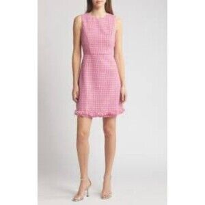 Eliza J Tweed Sleeveless Mini Dress Pink Barbie Old Money Classic-6